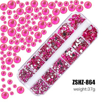Load image into Gallery viewer, 2400+ Shiny Clear Crystal Nail Rhinestones - Mixed Sizes & Shapes Flatback Gems