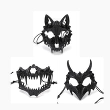 Load image into Gallery viewer, Halloween Half-Face Mask - Dragon, Tiger, Tengu, Wolf, and Skull Designs