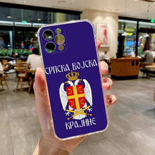 Load image into Gallery viewer, Flag of Serbia Serbian Phone Case Transparent For iphone 13 12 11 14 Pro Max Mini X XR XS 7 8 plus 13 14 Pro max phone Covers Flag Silicone Case For iphone