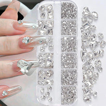 Load image into Gallery viewer, 180pcs AB Flatback Glass Nail Rhinestones - Multi-Shape Gems for DIY Nail Art