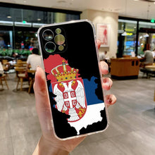Load image into Gallery viewer, Flag of Serbia Serbian Phone Case Transparent For iphone 13 12 11 14 Pro Max Mini X XR XS 7 8 plus 13 14 Pro max phone Covers Flag Silicone Case For iphone