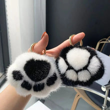 Load image into Gallery viewer, Cat Paw Plush Keychain β Cute Fluffy Faux Fur Pendant for Bags & Keys