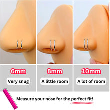 Load image into Gallery viewer, Double Hoop Nose Solid 14k Rose Gold Spiral Nose Ring 20G 8mm Right