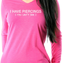 Load image into Gallery viewer, I Have Piercings You Can't See Black Tapered Long Sleeve Hoodie