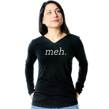 Load image into Gallery viewer, Meh. Black Tapered Long Sleeve Hoodie