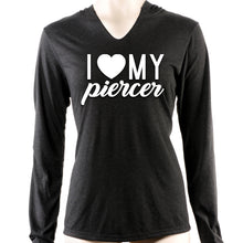Load image into Gallery viewer, I Heart My Piercer Black Tapered Long Sleeve Hoodie