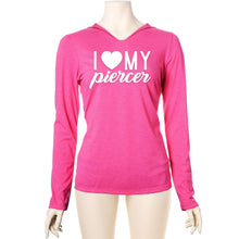 Load image into Gallery viewer, I Heart My Piercer Black Tapered Long Sleeve Hoodie