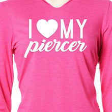 Load image into Gallery viewer, I Heart My Piercer Black Tapered Long Sleeve Hoodie