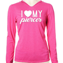Load image into Gallery viewer, I Heart My Piercer Black Tapered Long Sleeve Hoodie