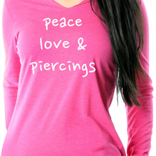 Load image into Gallery viewer, Peace Love & Piercings Black Tapered Long Sleeve Hoodie