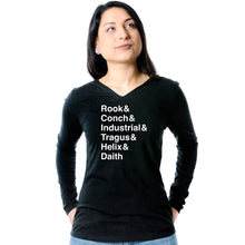 Load image into Gallery viewer, Rook & Conch & Industrial & Tragus & Helix & Daith Tapered Long Sleeve Hoodie