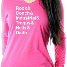 Load image into Gallery viewer, Rook & Conch & Industrial & Tragus & Helix & Daith Tapered Long Sleeve Hoodie