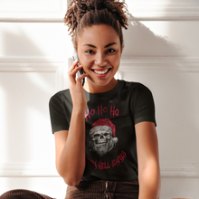 Load image into Gallery viewer, Holiday Skeleton Santa Claus Black Tee Shirt