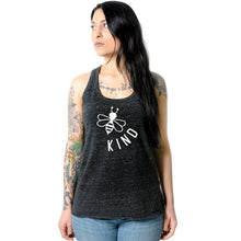 Load image into Gallery viewer, Bee Kind Black Gray Cosmic Twist Back Tank Top