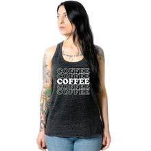 Load image into Gallery viewer, Coffee Coffee Coffee Coffee Coffee Black Gray Cosmic Twist Back Tank Top