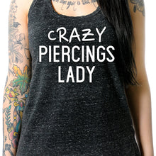 Load image into Gallery viewer, Crazy Piercings Lady Black Gray Cosmic Twist Back Tank Top