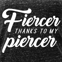 Load image into Gallery viewer, Fiercer thanks to my Piercer Black Gray Cosmic Twist Back Tank Top