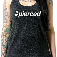 Load image into Gallery viewer, hashtag pierced Black Gray Cosmic Twist Back Tank Top