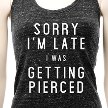 Load image into Gallery viewer, Sorry I'm Late I was Getting Pierced Cosmic Twist Back Tank Top