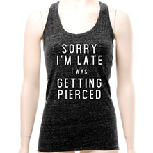 Load image into Gallery viewer, Sorry I'm Late I was Getting Pierced Cosmic Twist Back Tank Top
