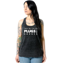 Load image into Gallery viewer, They're Called Plugs NotGs Black Gray Cosmic Twist Back Tank Top