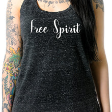 Load image into Gallery viewer, Free Spirit Black Gray Cosmic Twist Back Tank Top