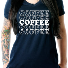Load image into Gallery viewer, Coffee Coffee Coffee Coffee Coffee V-Neck Tee Shirt