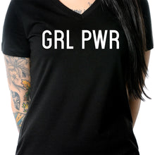Load image into Gallery viewer, GRL PWR Black V-Neck Tee Shirt