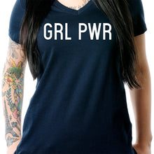 Load image into Gallery viewer, GRL PWR Black V-Neck Tee Shirt