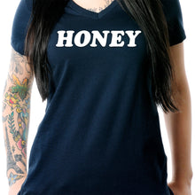 Load image into Gallery viewer, Honey Black V-Neck Tee Shirt