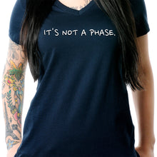 Load image into Gallery viewer, It's Not a Phase Black Tapered V-Neck Tee Shirt