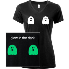 Load image into Gallery viewer, Halloween Glow in the Dark Ghost Boobies Tee V-Neck Tee Shirt 100% Cotton