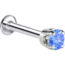 Load image into Gallery viewer, 16G Solid 14K White Gold 3mm Arctic Cubic Zirconia Tragus Earring Stud