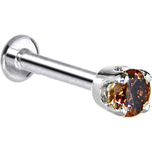 Load image into Gallery viewer, 16G Solid 14K White Gold 3mm Brown Cubic Zirconia Tragus Earring Stud