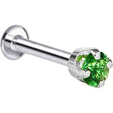 Load image into Gallery viewer, 16G Solid 14K White Gold 3mm Green Cubic Zirconia Tragus Earring Stud
