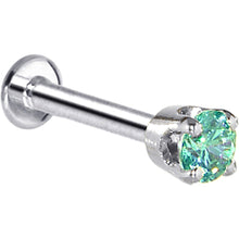 Load image into Gallery viewer, 16G Solid 14K White Gold 3mm Mint Green Cubic Zirconia Tragus Earring Stud