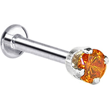 Load image into Gallery viewer, 16G Solid 14K White Gold 3mm Orange Cubic Zirconia Tragus Earring Stud