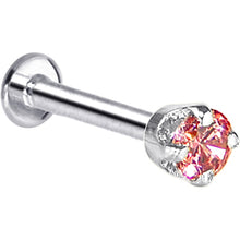 Load image into Gallery viewer, 16G Solid 14K White Gold 3mm Salmon Cubic Zirconia Tragus Earring Stud