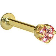 Load image into Gallery viewer, 16G Solid 14K Yellow Gold 3mm Salmon Cubic Zirconia Tragus Earring Stud