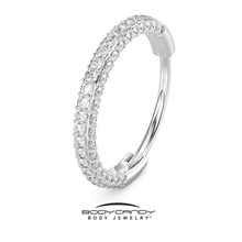 Load image into Gallery viewer, 18G Implant Grade Titanium Triple Sided Micro Gem Hinged Nose Hoop