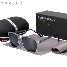 Load image into Gallery viewer, BARCUR Polarized Men’s Sunglasses – Fashionable Square Stainless Steel Frame UV400 Protection Anti-Reflective Outdoor Sports & Driving Eyewear – Original Design Casual Style with Premium Polycarbonate Lenses