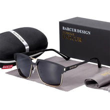 Load image into Gallery viewer, BARCUR Polarized Men’s Sunglasses – Fashionable Square Stainless Steel Frame UV400 Protection Anti-Reflective Outdoor Sports & Driving Eyewear – Original Design Casual Style with Premium Polycarbonate Lenses