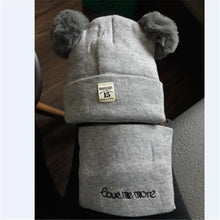 Load image into Gallery viewer, 2 Pieces Baby Beanies Cap and Scarf Set Baby Kid Solid Color Plush Ball Baby Girls Hat And Scarf Set For Boys and Girls Kids In Modern Design