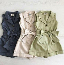 Load image into Gallery viewer, Baby Girls Clothes Sleeveless Turn-down Collar One-Pieces Romper Solid Color Girls Jumpsuit Dress for Girls