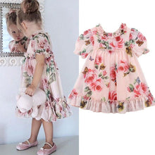 Load image into Gallery viewer, Cute Baby Girls Dress with Flower Puff Sleeves A -line Dress For Baby Girls for Holiday Party
