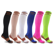 Load image into Gallery viewer, 6-Pairs: Unisex Copper-Infused Knee High Compression Socks