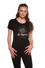 Load image into Gallery viewer, Life Happens Printed Women's Bamboo/Cotton Short Sleeve Scoop Neck T-Shirt