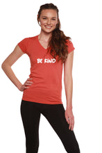 Load image into Gallery viewer, Be Kind Printed Women's Bamboo Viscose/Cotton V-Neck Cap Sleeve T-Shirt