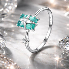 Load image into Gallery viewer, 925 Sterling Silver 1.40mm Width CZ & Glass Ring Size 6 for Women
