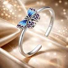 Load image into Gallery viewer, 925 Sterling Silver Enamel Oxidized Silver Butterfly Rings